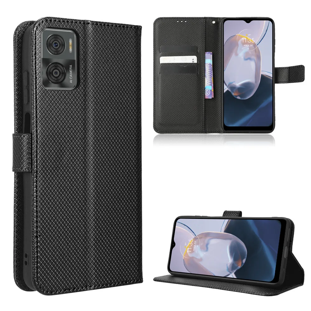 Per Moto E22 Custodia Di Lusso Flip Diamond Pattern Skin Pu Custodia A Portafoglio In Pelle Per Moto E22I E 22 E 22I Borsa Per Telefono Motoe22