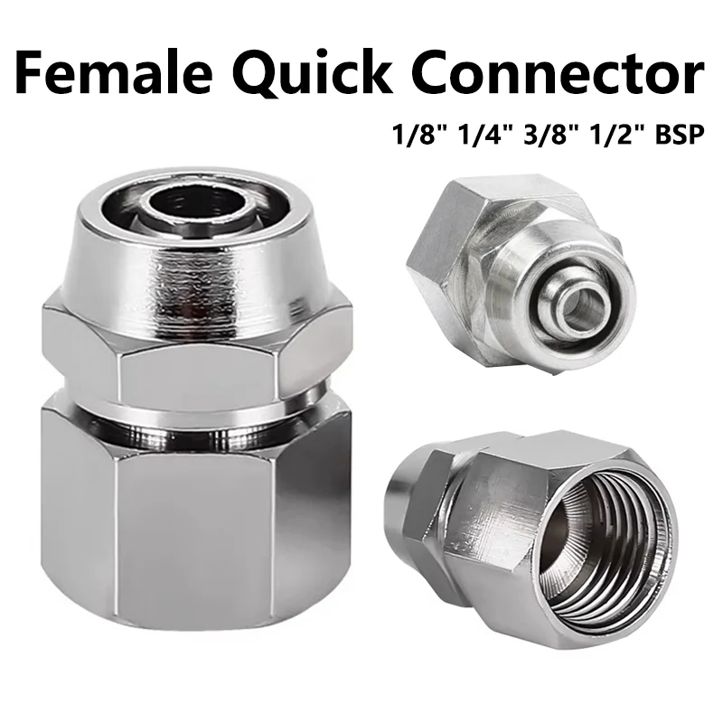 Kpcf coper OD 4 6 8 10 12มม. 1/8 "1/4" 3/8 "1/2" BSP อุปกรณ์นิวเมติกตัวเมียแบบกดหัวต่อคอมพิวเตอร์ปล่อย10ชิ้น 1