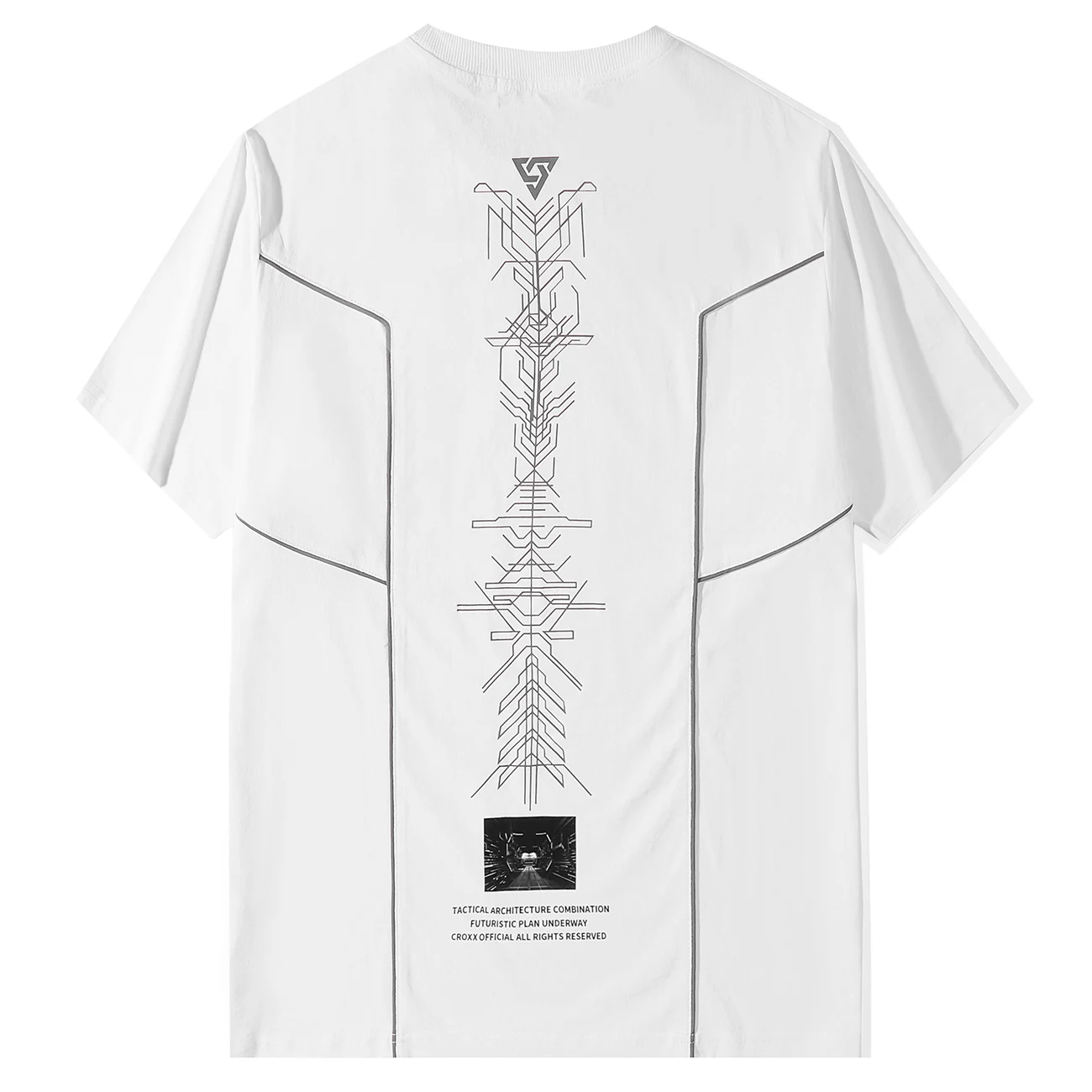 ASEEDONCLOUD 　Handwerkertrousers(オリーブ) Unisex HipHop T-Shirt Techwear Print Loose Short Sleeve