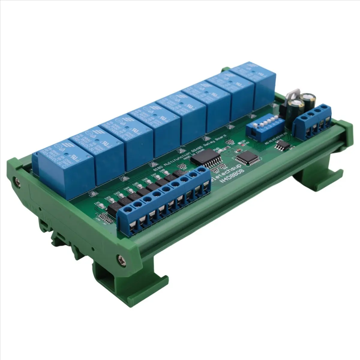 ABGN DC 24V 8 채널 RS485 릴레이 보드 Modbus RTU UART 원격 제어 스위치 PLC 자동화 제어용 DIN35 레일 박스