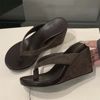 Eilyken Summer Leopard Print Clip Toe Platform Wedges Women Slippers Fashion Thick Bottom High Heels Flip Flops Shoes - Image 2
