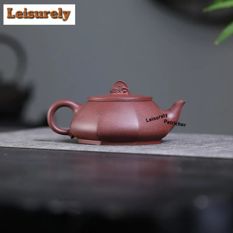 370ml Yixing Purple Clay Teapots Master Handmade Hexagonal Pot Raw Ore Peach Blossom Mud Kettle With Strainer Zisha Tea Set Gift