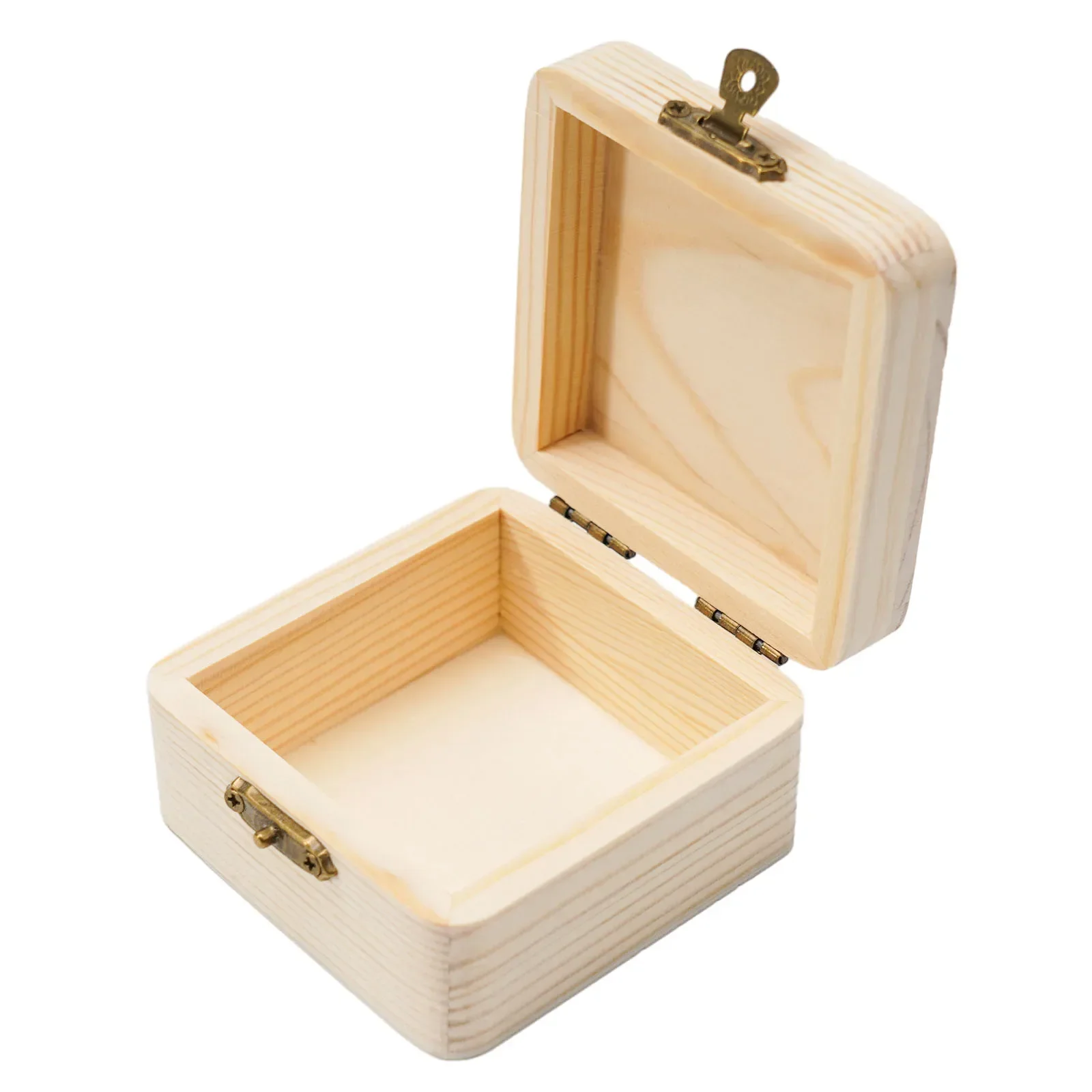 Plain Natural Wooden Packing Box With Lid Desktop Wood Clamshell Jewelry Storage Box Multifunction Hinged Boxes Home Decoration 4