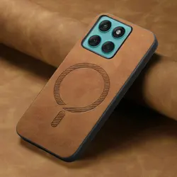Premium Magnetic Wireless Charging Luxury Case for Moto Edge70 Pro Plus (Brown)