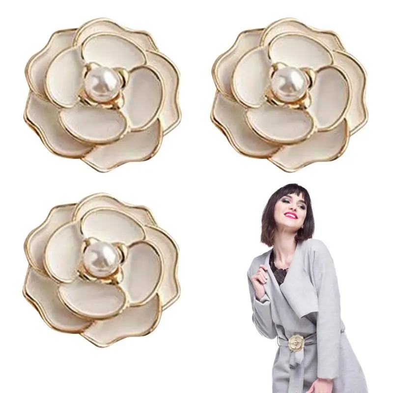 Tshirt Floral Scarf Brooches Pearl Silk Scarf Buckle Brooch Shawl Ring