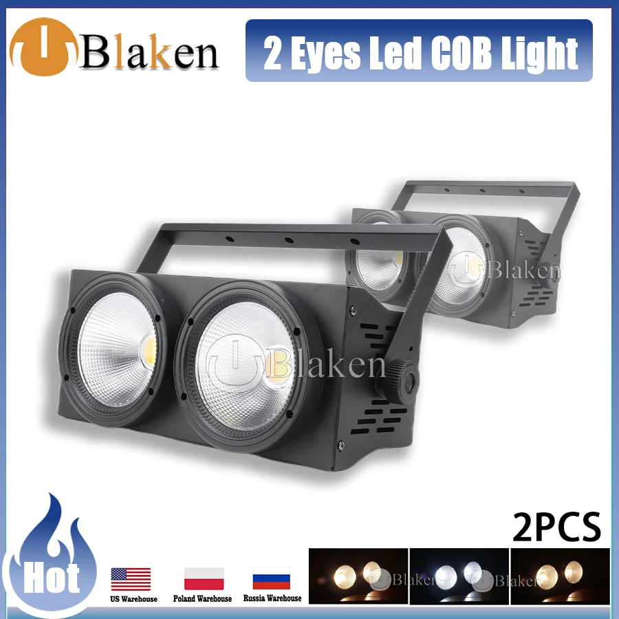 

No Tax 2Pcs COB 2 Eyes 200W Par Stage Lights Fast Delivery LED Color Matching Party Voice Control KTV Disc Christmas