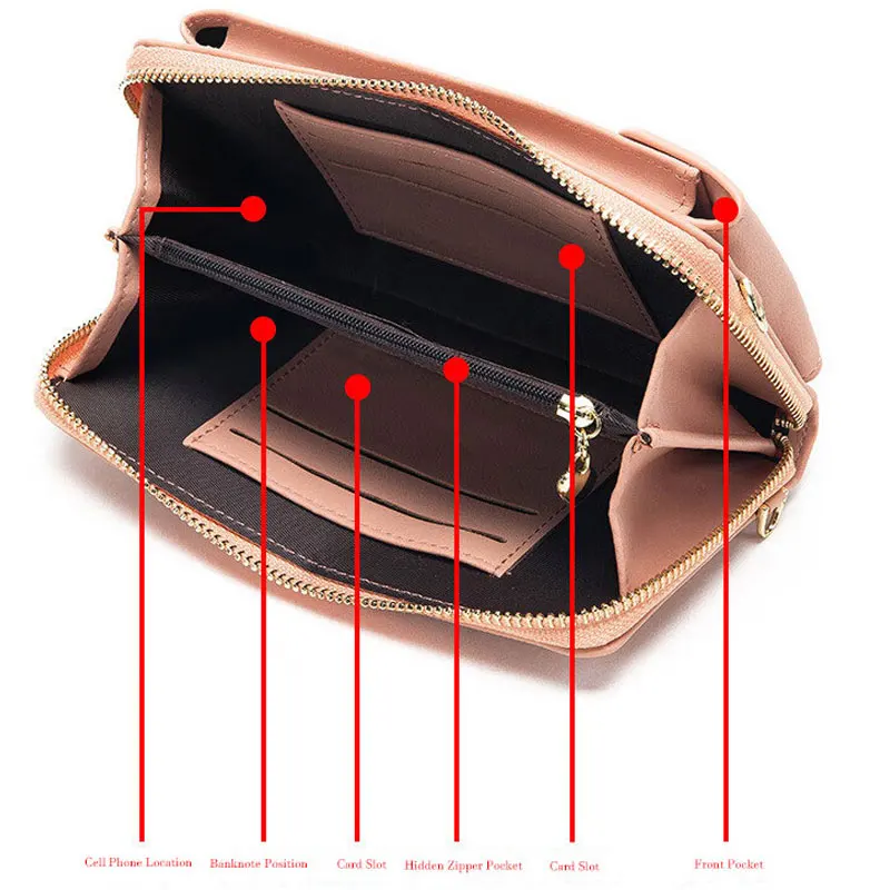 Leather Handbag Women Handbags Crossbody Bags Fashion Women Bags Soft Leather Wallets Small Crossbody Shoulder Strap Handbag For Female Purse Card Clutches Wallet