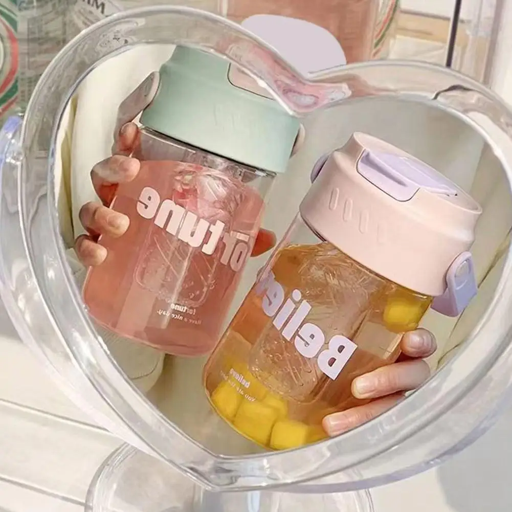 600/800ml Large Capacity Straw Water Cup Sports Water Bottle High Value Outdoor Camping Drinking Tools Kawaii Summer Cup