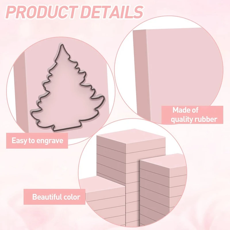 30Pcs Pink Rubber Carving Blocks 2 X 2Inch Rubber Stamp Carving Blocks Soft Linoleum Block For Stamp Craft
