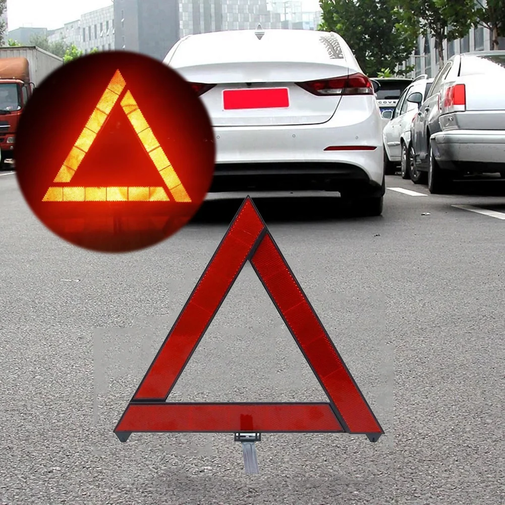 

Car Emergency Breakdown Warning Triangle Red Reflective Safety Hazard Car Tripod Folded Stop Sign Reflector reflectante