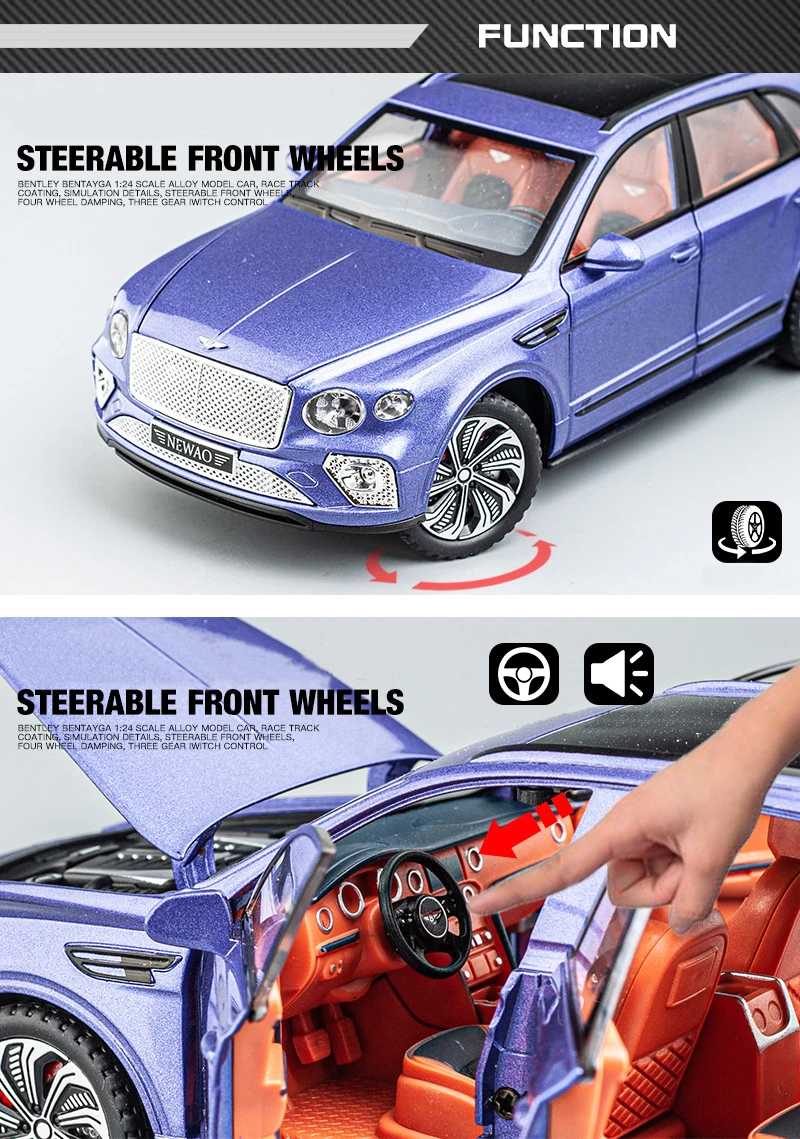 1:24 Bentley Bentayga SUV Alloy Luxy Car Model Metal Vehicles