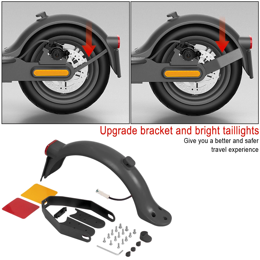 Description Picture 2 of itemRear Mudguard Brake Taillight Fender for Iconic Brand M365 Electric Scooter Pro 2 Mi3 With Gap Cover Pad Parts Set Reinforced Holder