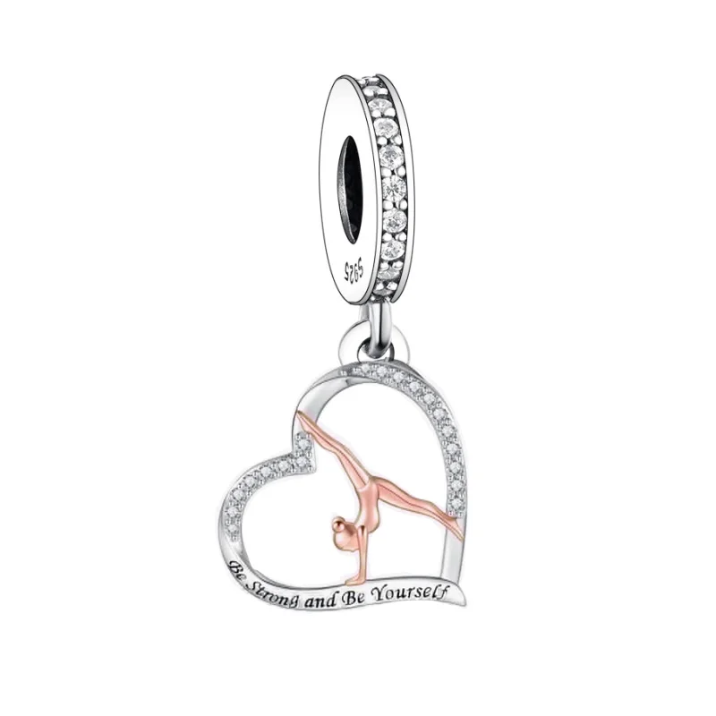 Fit Original Pan Charms Bracelet 925 Silver Never Give up Your Dreams Gymnast Bead For Making Teacher Gymnastics Team Berloque 4