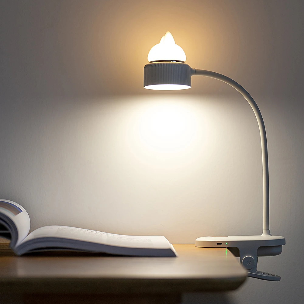 

Led Desk Lamp With kitten Night Light 3 Color Dimmable Eye-Protection Study Read Clip-On Book Light Portable Reading Table Lamps