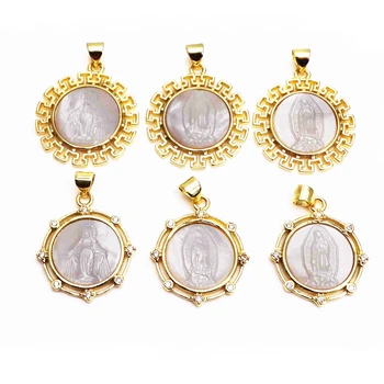 Ciondolo vergine maria charms micro zircone ciondolo placcato oro bracciale fai-da-te accessori per collana 1