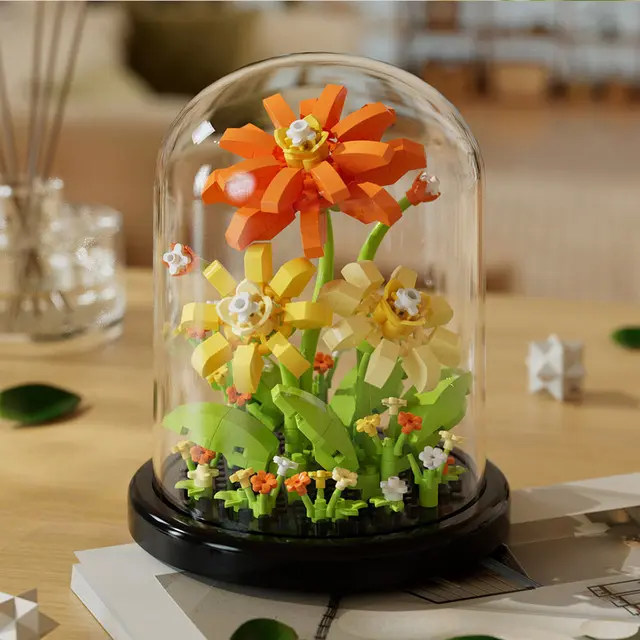 Building block flower eternal rose small particle building block assembly toy Birthday Christmas gift desktop decoration 6