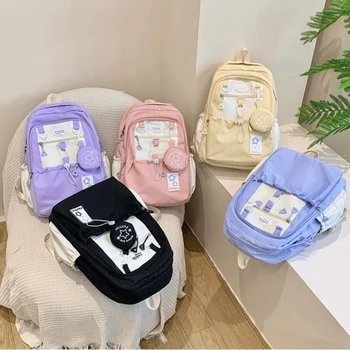 Trendy Star Women Backpack with Coin Purse Cartoon Nylon Shoulders Bag Harajuku Large Capacity Student Schoolbag High School 1