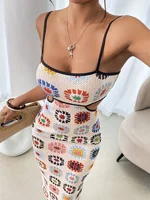 Robe moulante élégante à imprimé floral sans dos pour femme, robe sans manches 4