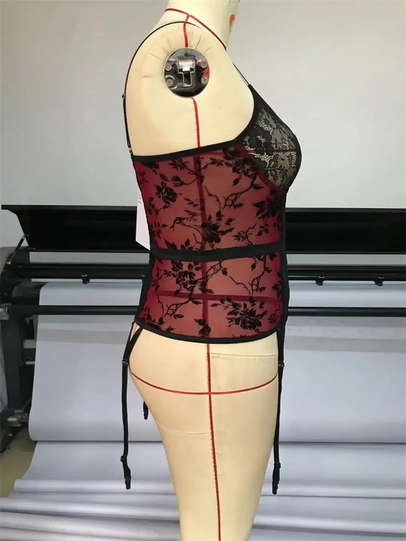 Large Size Sexy lingerie women's suspender hollow splicing lace sexy tight fitting clothes erotic backless jumpsuit