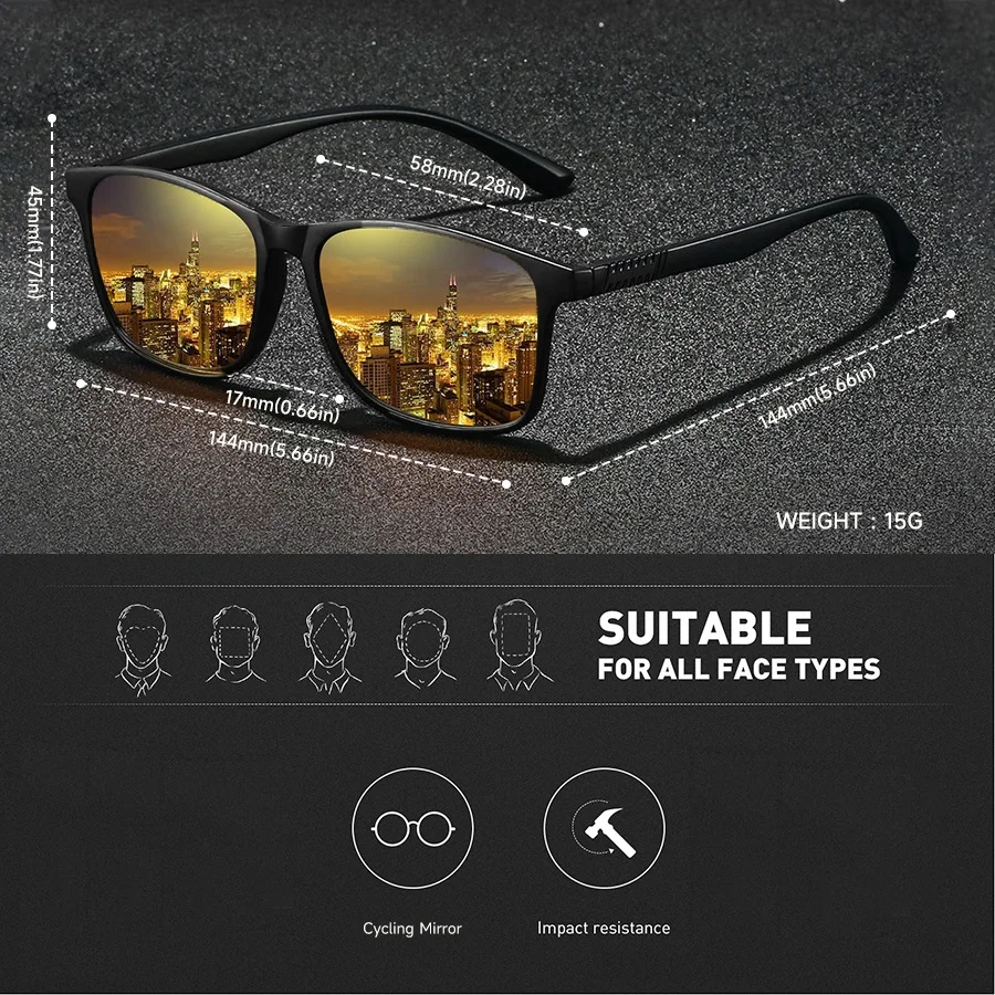 Occhiali da Notte Vintage Unisex Quadrati, Lenti Anti-Affaticamento Visivo, Anti-Riflesso, Anti-Reflective - immagine 3