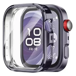 Premium Glass & TPU Full Cover Protective Case with Tempered Glass Screen Protector and Frame Bumper Shell for Huawei Fit 4 Pro (Grey)
