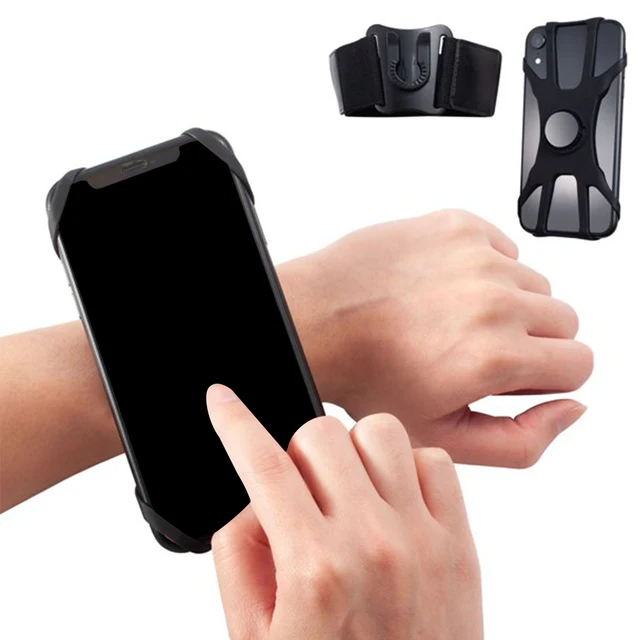  - 2pcs/set Gym Outdoor Sports Armband Phone Holder Detachable 360 Degree Rotation Silicone Arm Band Bracket Phone Support Stand