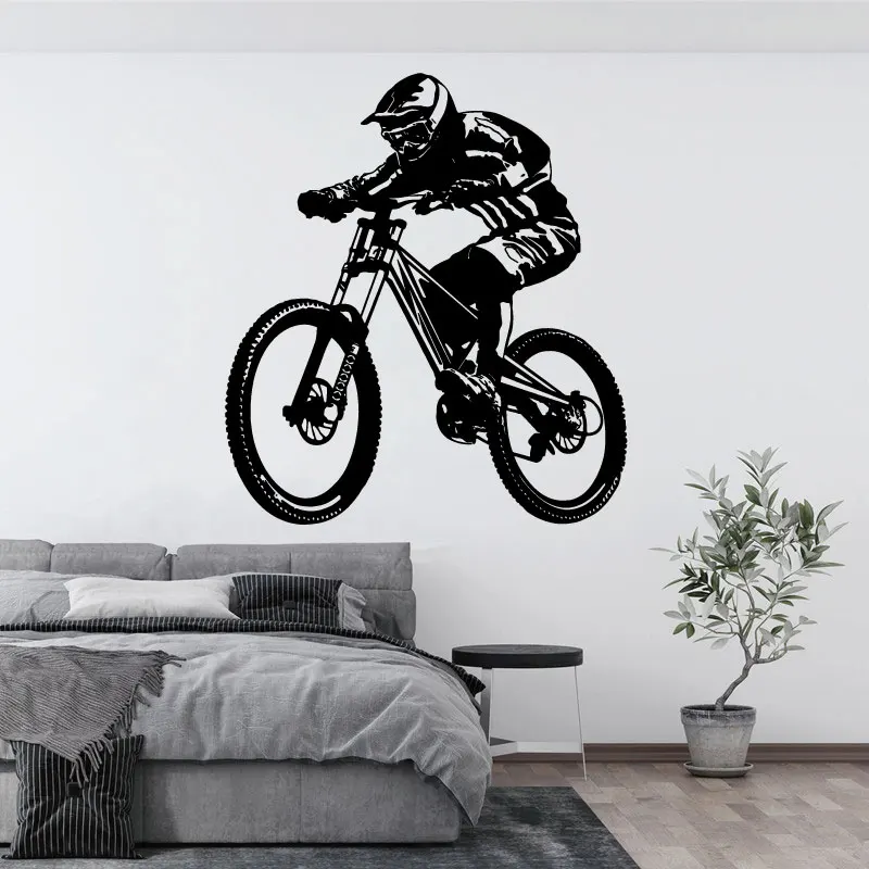 Pegatinas de pared de ciclismo de montaña, calcomanía artística de vinilo  para deportes de carreras de bicicletas, póster de pared de bicicleta de  montaña, decoración de Arte de vinilo AZ1029 - AliExpress