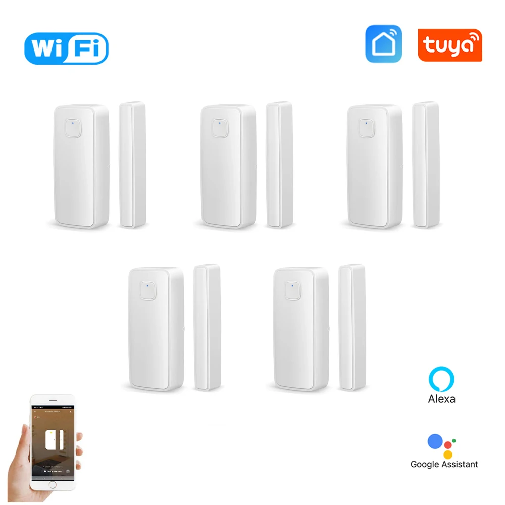 1/5PC Tuya Wifi Smart Door Window Sensor Open Close Detector Smart Home