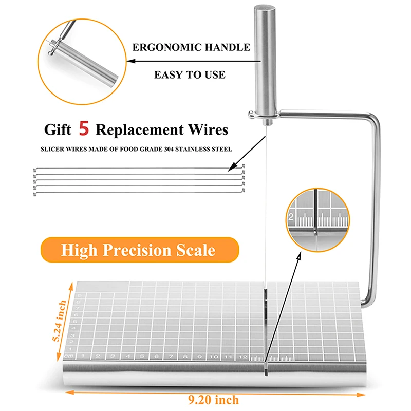 1PC Stainless Steel Cheese Slicer With Replacement Cutting Wire Cutter Sausage And Ham Cutting Knife Kitchen Accessories Tools