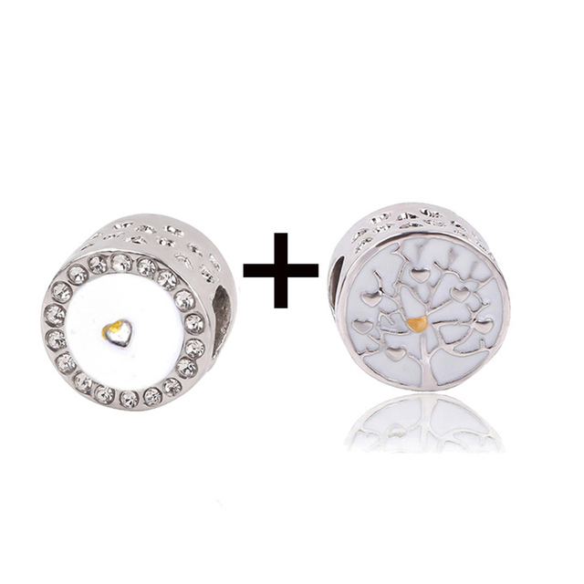New Design White Heart Charm Beads Pendant Fit European Style Brand Bracelets Necklaces For Women Jewelry Making