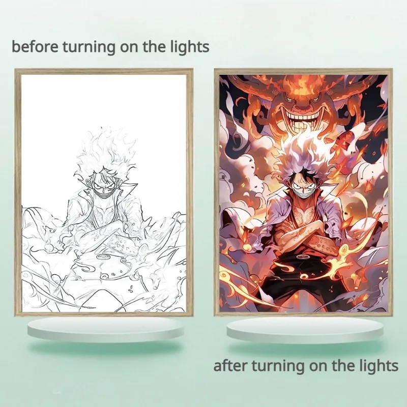 PEINTURE MODERNE A3 Fluorescent Lumineux UV one piece Luffy Manga
