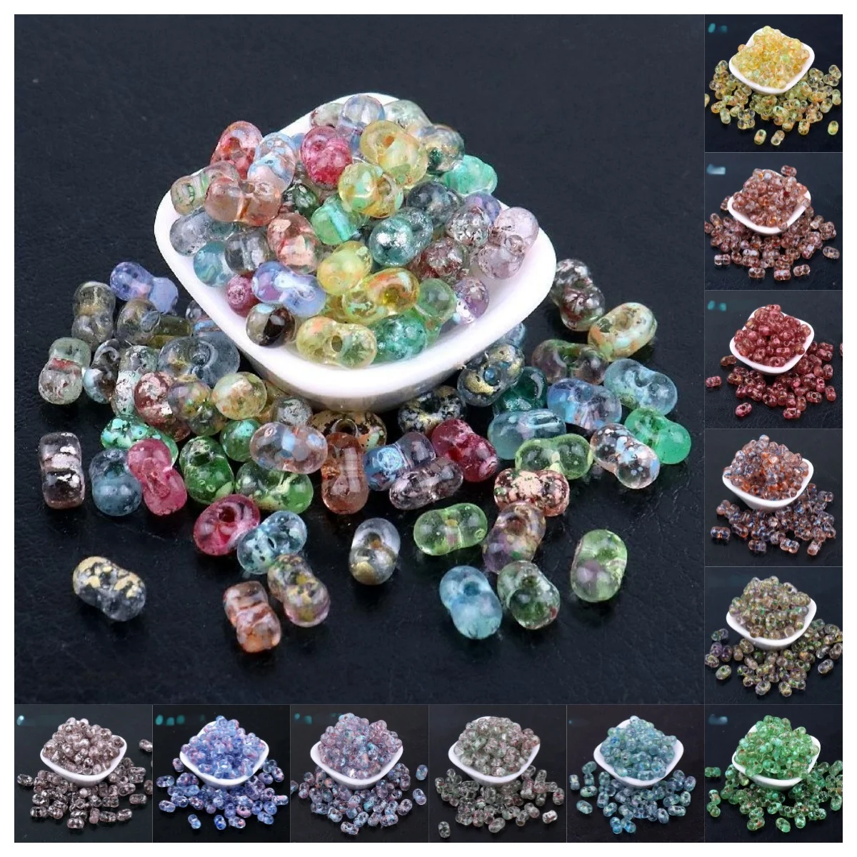 3X6mm 피카소 투명 땅콩 모양 유리 쌀알 비즈, 수제 DIY 비즈, 루즈 비즈..