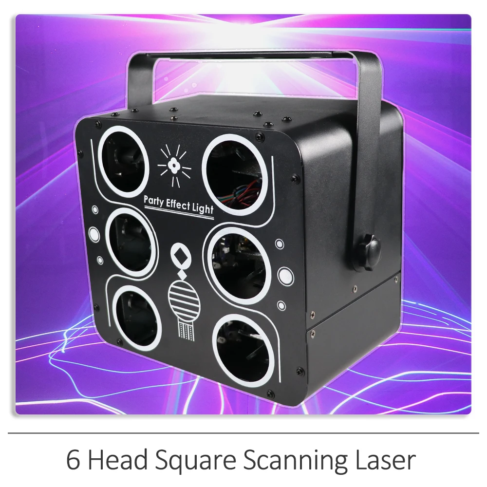 6 Lenti Rgb Laser Light Dmx Led Scanning Stage Lighting Colorful Spot Effect Scanner Disco Dj Party Lights Proiettore Laser Quadrato
