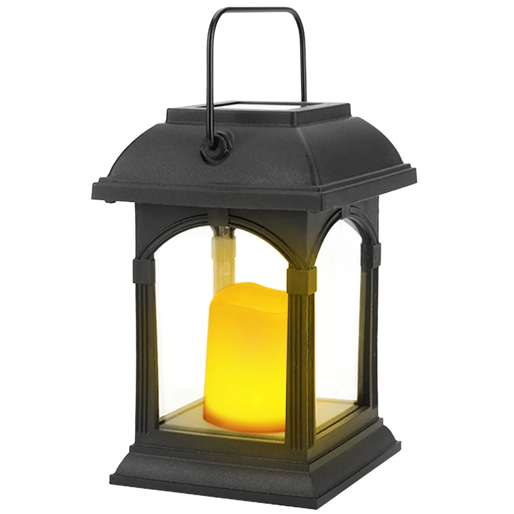 Retro Led Solar Candle Lights With Handle Ip44 Waterproof Outdoor Garden Hanging Decorative Table Lamp