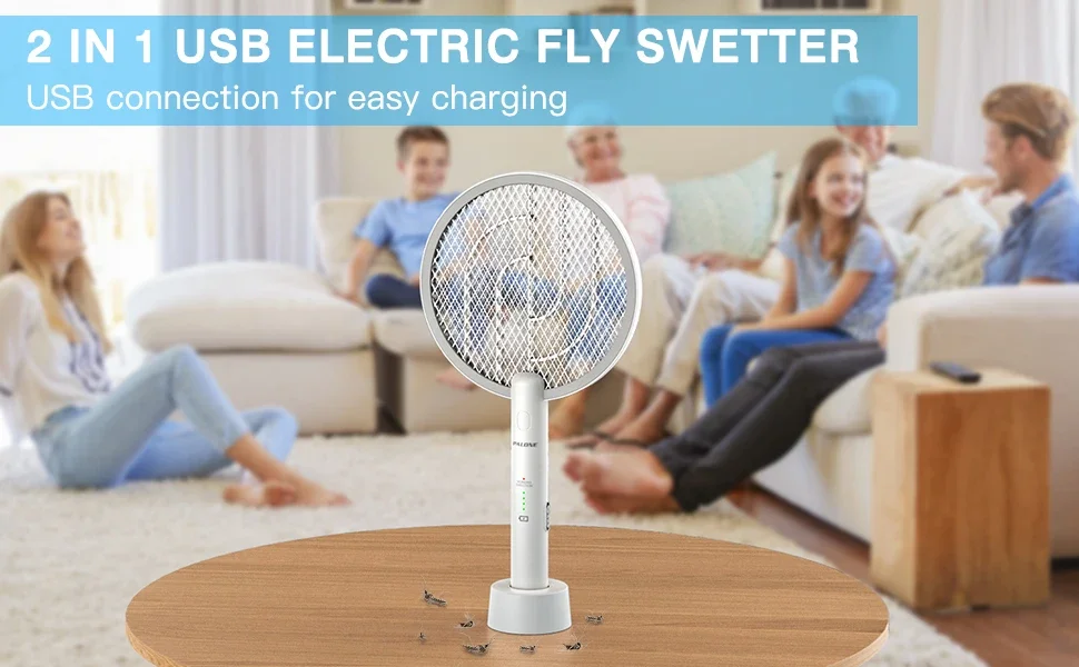Description Picture 2 of itemAISITIN 2 in 1 Bug Zapper Racket, 3000V Electric Fly Swatter Racket with 1200mAh Battery 3 Layers Mosquito Killer Lamp Indoor