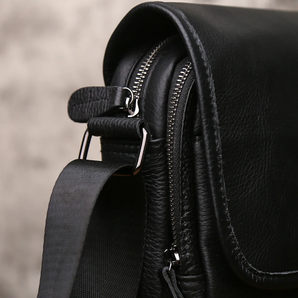 NZPJ New Genuine Leather Men Crossbody Bag Casual Top Layer Cowhide Large Capacity Suitable for 11-inch iPad Casual Shoulder Bag