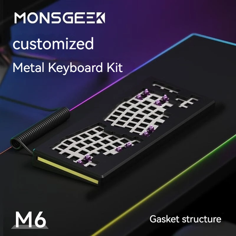 

Monsgeek M6 Alice Mechanical Keyboard Aluminum Tuo Tuo Kit Gasket Structure Hot Plug Rgb Backlight Ergonomic Wired Keyboard Kit