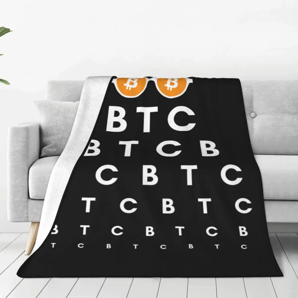 

Bitcoin Vision Test Blanket Warm Fleece Soft Flannel Snellen Chart Eye Exam Throw Blankets for Bedding Couch Travel Spring