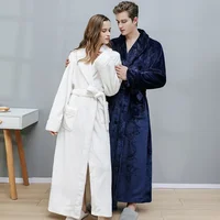 Female Autumn and Winter Warm Long Coral Velvet Thick Couple Bath Bathrobes Men Women Pajamas Shower Robe Bath Towels For Adults 2