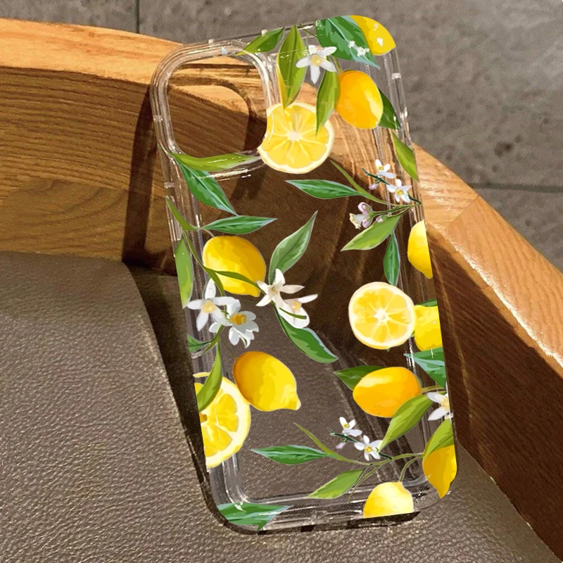 Summer Fruit Lemon Flower Clear Silicone Phone Case Cover