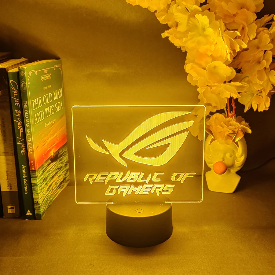 LED ROG Logo Light 7/16 Color Changing rgb for Plexiglass Cool Gaming Room Desktop Decoration Atmosphere Lighting Dec Gamer Gift