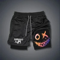 2024 Men's Smiling Face Printed Fitness Shorts Double-Layer 2-in-1 Quick Drying Fitness Outdoor Leisure Training Sports Shorts 1