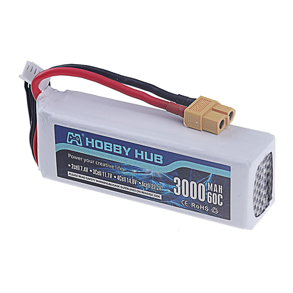 Batterie Lipo 14.8V 3000mAh 60C XT30/XT60/Deans T pour Drone FPV