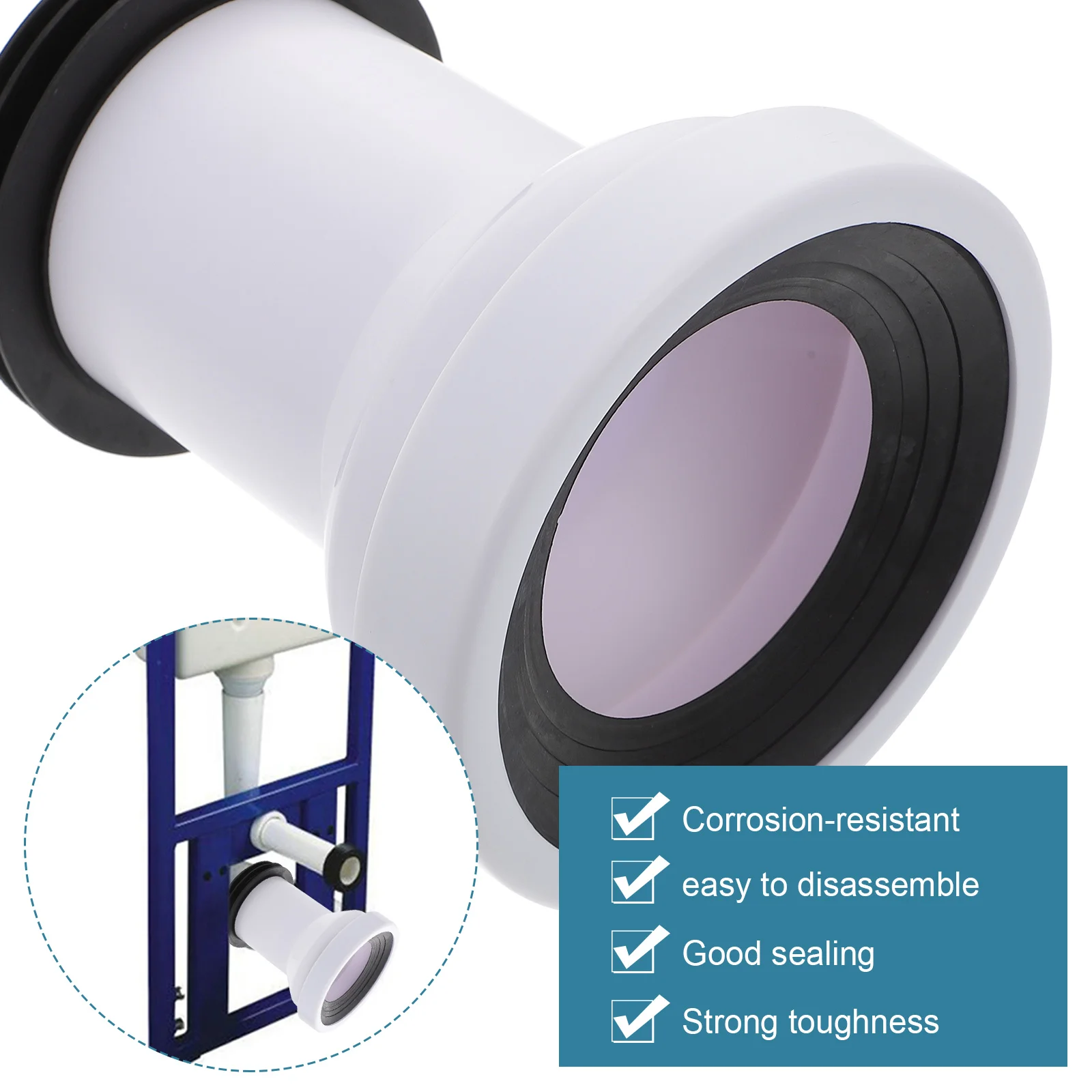 Toilet Straight Extension Pipe Anti block Anti leak Connecting Hose Excellent Craftsmanship Practical Use Prevent Odor Sealing
