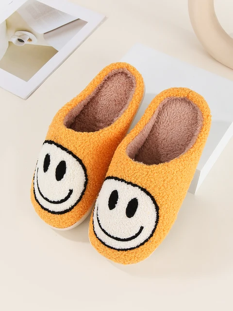 Men's Classy Winter Slippers with Smiling Faces, Cute Non-Slip