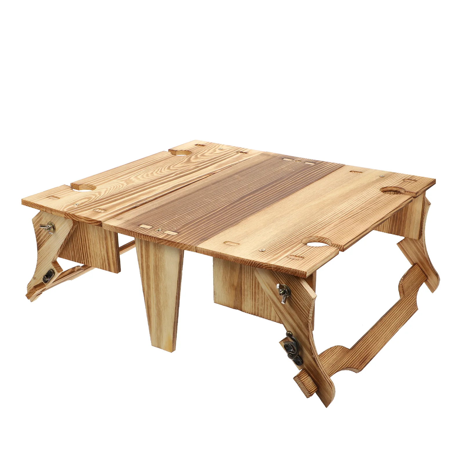 Folding Picnic Table 2 in 1 Small Picnic Table Picnic Wooden Storage Basket Convertible Basket Glasses Holder Table for Home