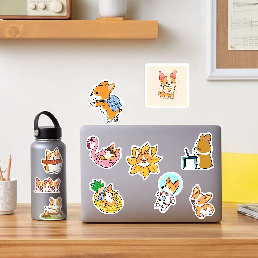 Cute Kawaii Corgi Pet Dog Decorative Washi Stickers Scrapbooking Label Diary Stationery Album Computer Refrigerator Skateboard handbook stickers