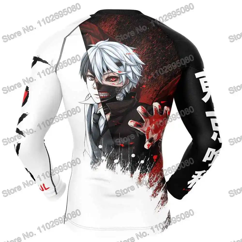 Horror Anime Diving T-Shirt Tight Long Sleeve Rash Guard BJJ MMA Swimwear Men Surf Clothing Beach Floatsuit Women GYM Tops