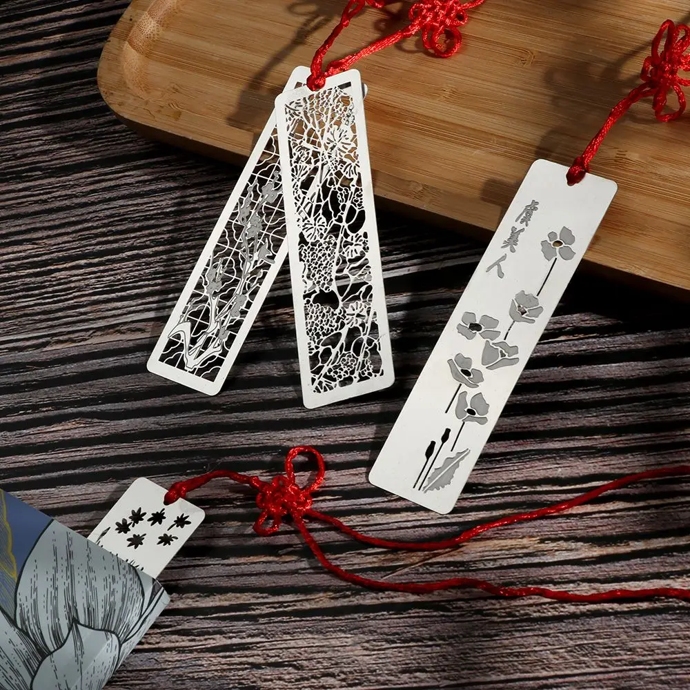 Colorful Chinese Style Hollow Kids Students Gift Stainless Steel Bookmarks Metal Bookmarks Red Knot metal bookmark bookmarks stationery supplies