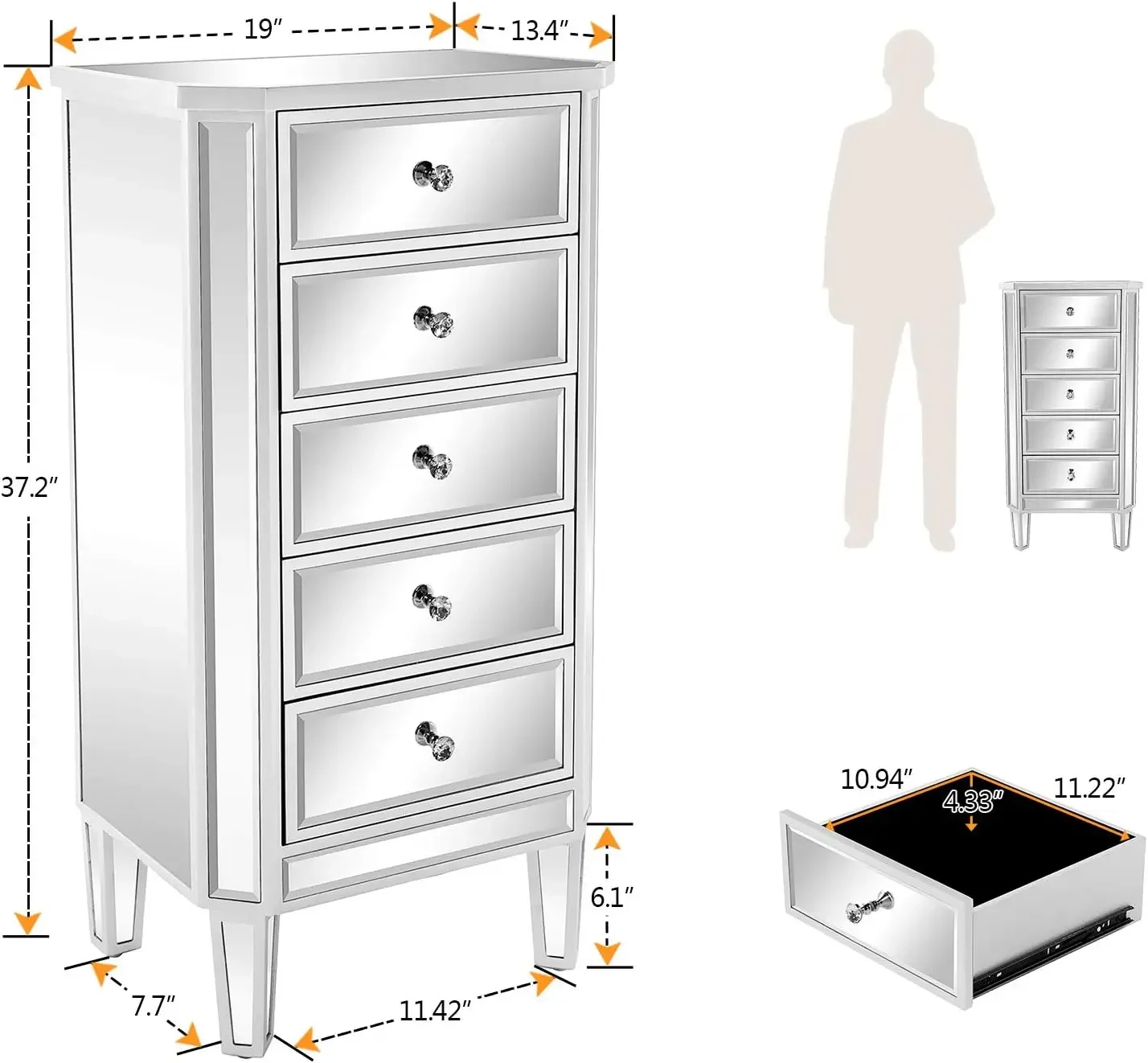 Modern glass chest detail